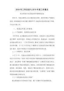 2018年工作總結與2019年度工作重點