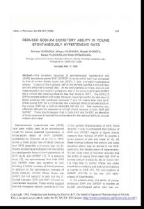 reduced sodium excretory ability in young spontaneously hypertensive rats-論文