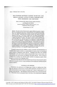 relationship between gastric secretion and serum gastrin levels in dogs anesthetized with morphine and urethane-論文