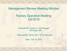 MR Report Q3&acute;10 營運部管理評審報告