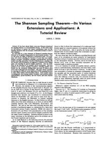 The Shannon sampling theorem—Its various extensions and applications A tutorial review