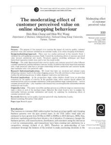 The moderating effect of customer perceived value on online shopping behaviour