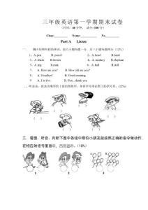 三年级英语第一学期期末试卷