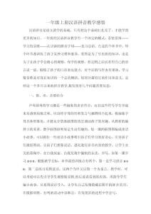 一年級上冊漢語拼音教學(xué)感悟