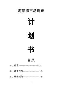 市場營銷--海底撈調查計劃書