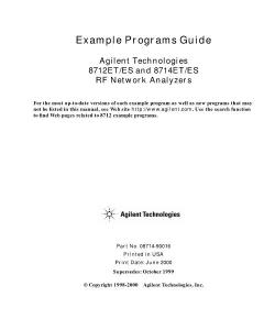 【安捷倫-網絡分析儀】Example Programs Guide
