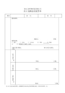 員工違規(guī)違紀(jì)處罰單