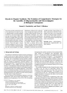 Glycals in Organic Synthesis  The Evolution of Comprehensive Strategies for the Assembly of Oligosaccharide and Glycoconjugates of Biological Consequence