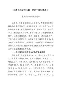 創(chuàng)新干部培養(yǎng)機(jī)制  促進(jìn)干部盡快成才