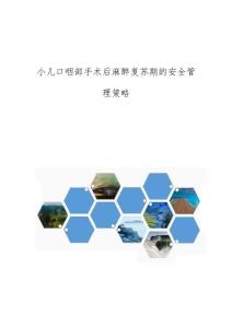 小儿口咽部手术后麻醉复苏期的安全管理策略
