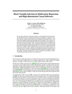 Block Variable Selection in Multivariate Regression and High-dimensional Causal Inference. (NIPS 2010)