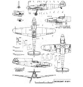 Aircraft Drawing - Messerschmidt Bf109 109F
