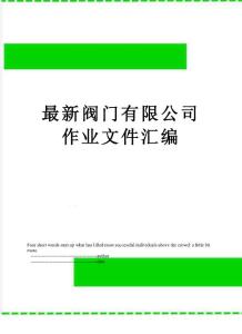 最新閥門有限公司作業(yè)文件匯編