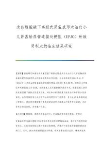 改良腹腔镜下离断式肾盂成形术治疗小儿肾盂输尿管连接处梗阻（UPJO）所致肾积水的临床效果研究