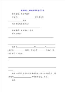 重新鑒定、勘驗申請書格式范本