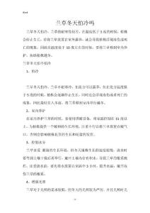 兰草冬天怕冷吗