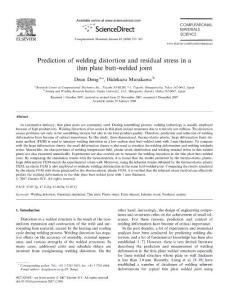 Prediction of welding distortion and residual stress in a thin plate butt-welded joint.