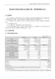 深市_000514_渝开发_2009年第一季度报告