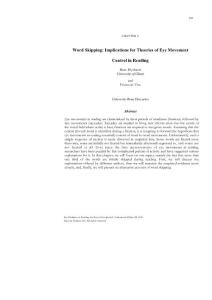 Word Skipping Implications for Theories of Eye Movement Control in Reading