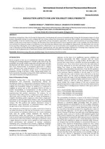 DISSOLUTION ASPECTS FOR LOW SOLUBILITY DRUG PRODUCTS