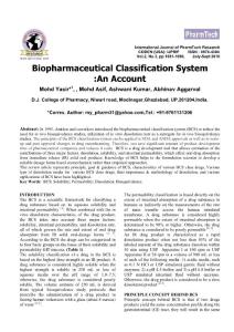 Biopharmaceutical Classification System