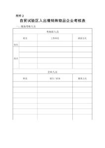 自貿(mào)試驗區(qū)入出境特殊物品企業(yè)考核表
