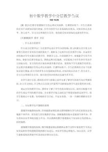 初中數學教學中分層教學芻議
