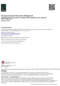 Best practice in supply chain management - the experience of the retail sector