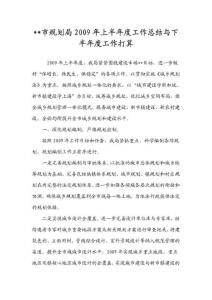 市规划局2009年上半年度工作总结与下半年度工作打算