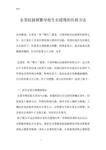 韭菜收割频繁导致生长缓慢的补救方法