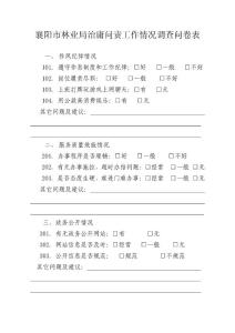 市科技局治庸問責工作情況調查問卷