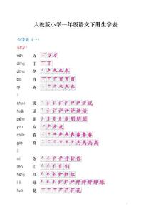 人教版小學一年級語文下冊生字筆順