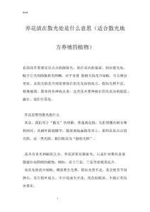 养花放在散光处是什么意思（适合散光地方养殖的植物）