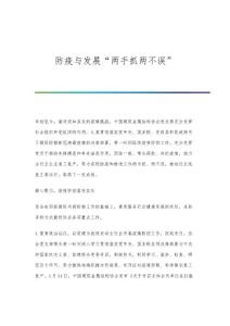 防疫与发展两手抓两不误