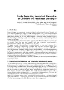 Study regarding numerical simulation of counter flow plate heat exchanger