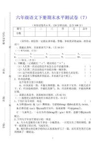 六年级语文下册期末水平测试卷（7）