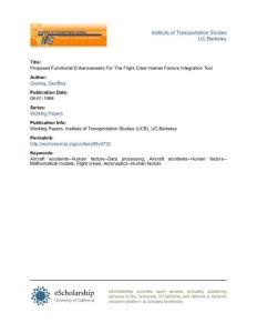 Proposed Functional Enhancements For The Flight Crew Human Factors Integration Tool