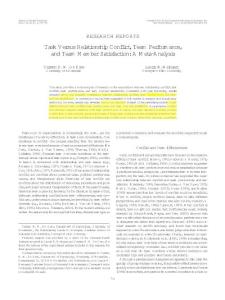 Task Versus Relationship Conflict  Team Performance  and Team Member Satisfaction=A Meta-Analysis