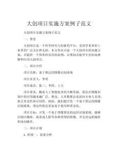 大创项目实施方案例子范文