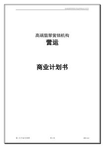 高端翡翠品牌營銷機構營運商業計劃書范文