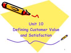 工商管理专业PPT英语课件Unit 10 Defining Customer Value and Satisfaction