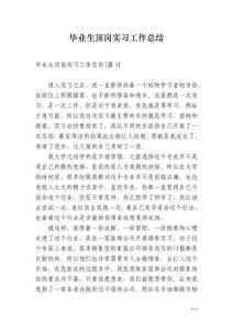 畢業生頂崗實習工作總結