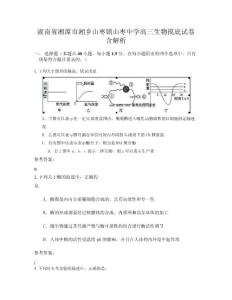 湖南省湘潭市湘鄉(xiāng)山棗鎮(zhèn)山棗中學高三生物摸底試卷含解析