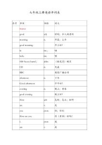 七年级上册英语单词