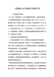 人民醫院2006年黨建工作情況匯報