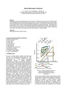 Optical Metrology of Surfaces