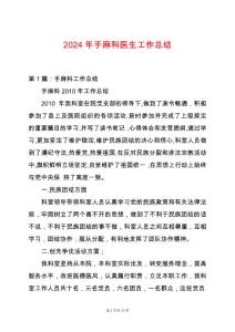 2024年手麻科医生工作总结