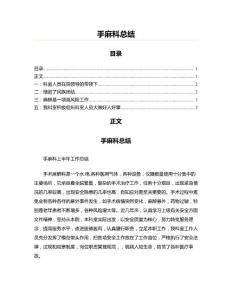 手麻科总结(工作总结 资料)