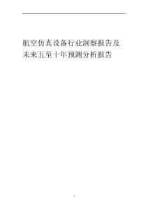 2023年航空仿真設備行業洞察報告及未來五至十年預測分析報告