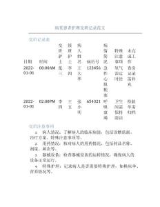 病重患者護(hù)理交班記錄范文